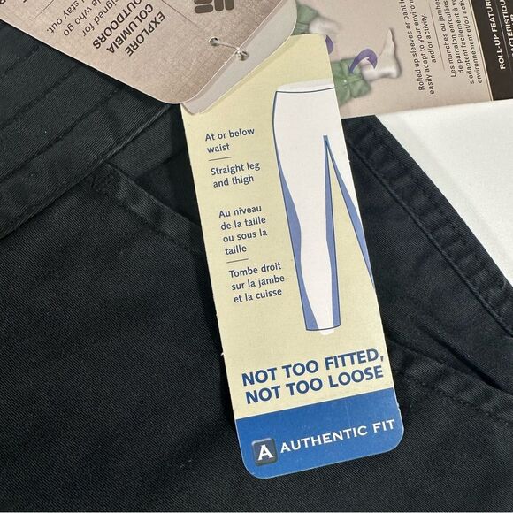 NWT Columbia Size 16 Black Women’s Carroll Creek Pant Straight Leg Rolled Up Leg - Picture 9 of 15